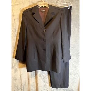 Randy Kemper Women's‎ 100% Wool Black Pantsuit Jacket Trousers Set 14 Made USA